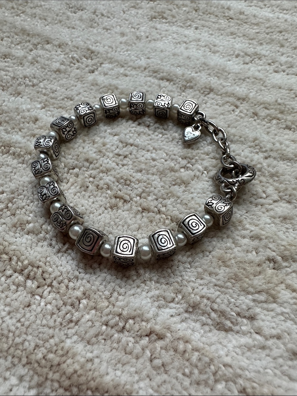 Brighton Essex Bead Bracelet Silver Plated Spiral Cube Bracelet - 2307